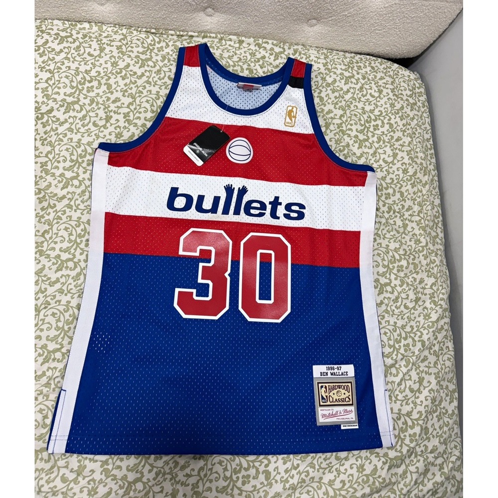 Mitchell & Ness NWT NBA Washington Bullets Ben Wallace #30 Men's L Classics